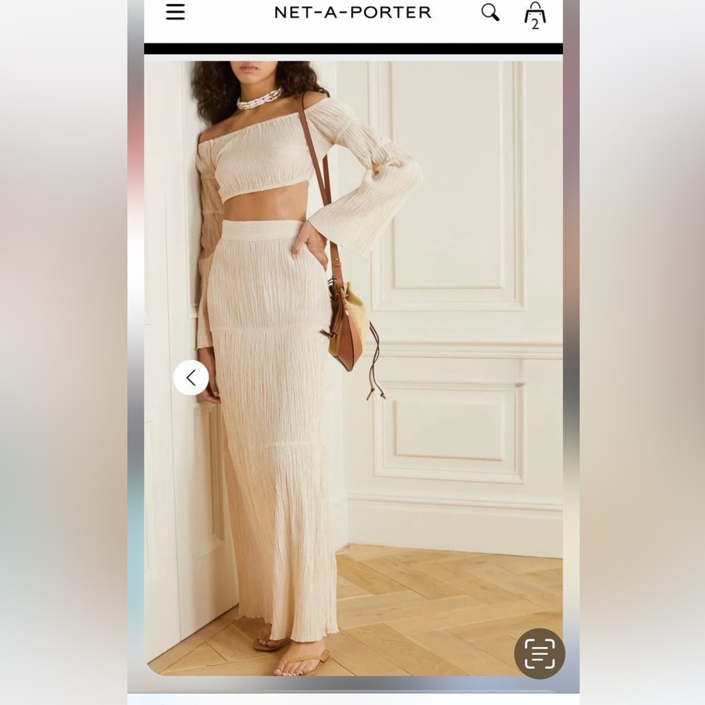 SAVANNAH MORROW THE LABEL  Pia tiered crinkled organic cotton-gauze maxi skirt